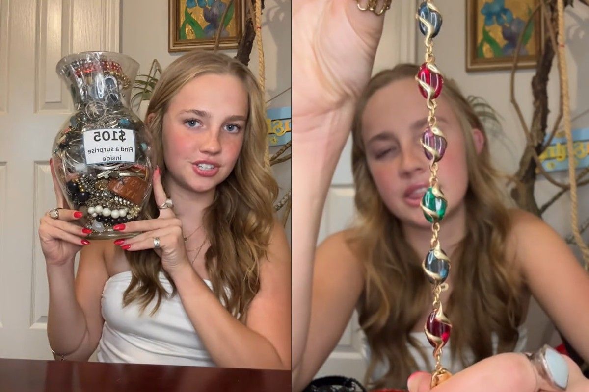 Девушка нашла много красивых украшений Девушка нашла много красивых украшений