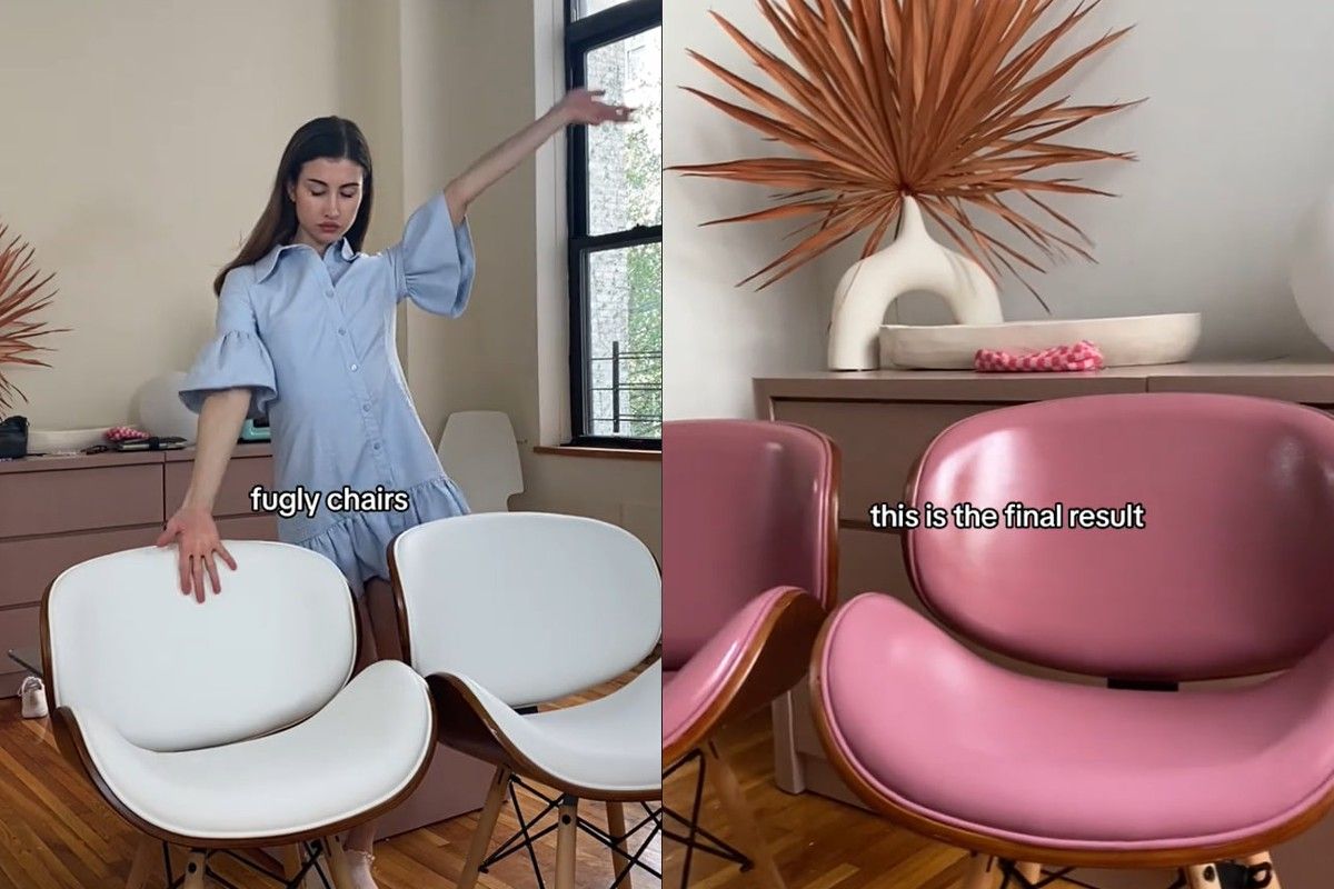 Дівчина переробила стільці Дівчина переробила стільці