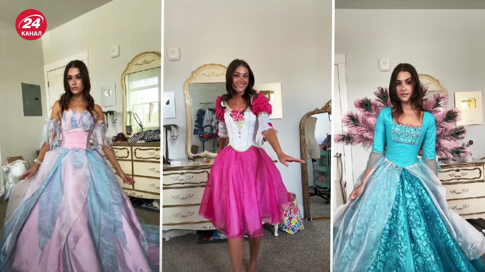 Девушка имеет коллекцию платьев Барби Девушка имеет коллекцию платьев Барби