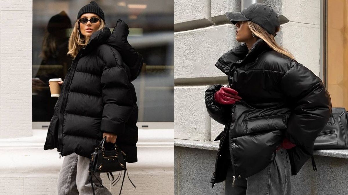 Эффектные черные пуховики на зиму 2025 года Эффектные черные пуховики на зиму 2025 года