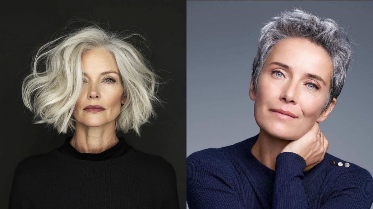 Эффектные прически для седых женщин Эффектные прически для седых женщин