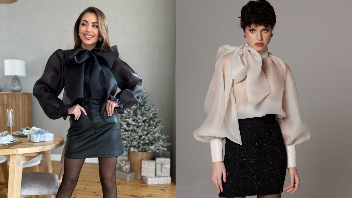 Стильні блузи з бантом на осінь 2025 Стильні блузи з бантом на осінь 2025